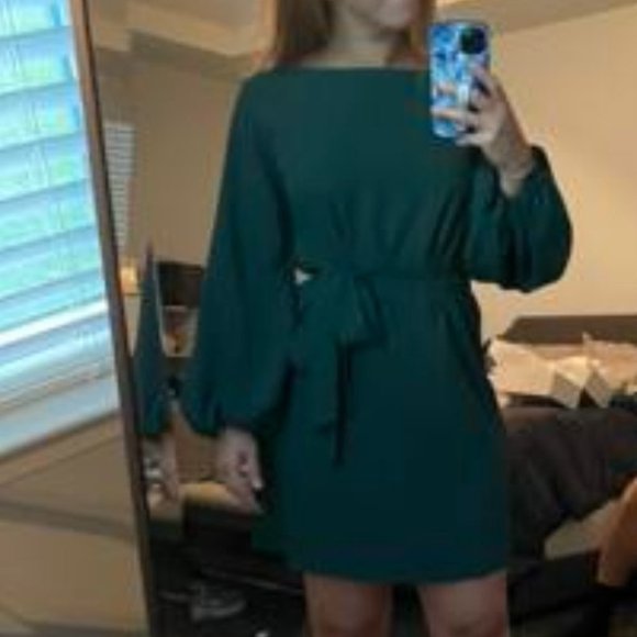 green lantern long sleeve belted mini dress busine - Picture 8 of 8